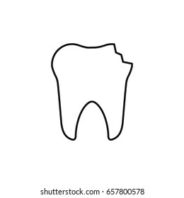 Simple cracked tooth icon. Icon for web or mobile interfaces