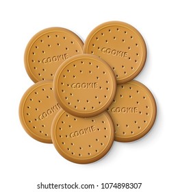 Simple Cracker Chip Cookies To Tea Or Coffee. EPS10 Vector
