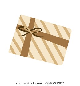 Simple craft gift box for Christmas, New Year or Birthday party. Flat design element.