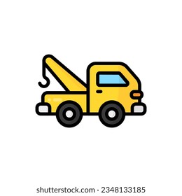 Simple Crane Truck lineal color icon. The icon can be used for websites, print templates, presentation templates, illustrations, etc