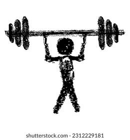 simple boceto de crayon conjunto stickman dumbell ejercicio
