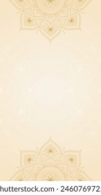 Simple Cream Yellow Vertical Background Decorated With Regal Gold Flourish Mandala Texture Design
