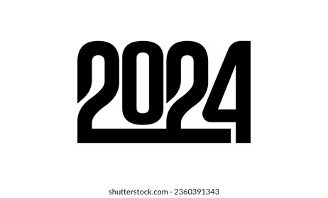 Simple Creative 2024 New Year Title Font Typography Design Concept