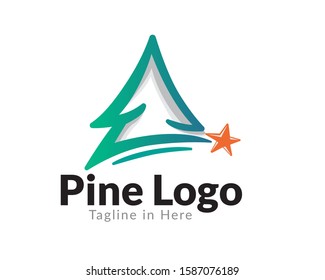 simple creative abstract pine art logo design inspiration