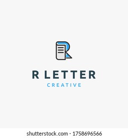 simple, creative alphabet or letter R with paper logo design inspiration