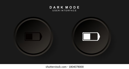 Simple Creative Battery User Interface in Neumorphism Design. Simple, modern and minimalist. Smooth and soft 3D user interface. Dark mode. For website or apps design. Icon Batery Vector Illustration.