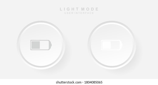 Simple Creative Battery User Interface in Neumorphism Design. Simple modern and minimalist. Smooth and soft 3D user interface. Light mode. For website or apps design. Icon Battery Vector Illustration.