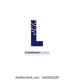 simple creative blue modern L logotype technology design concept with line pattern isolated on white background