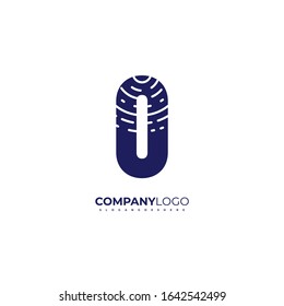 simple creative blue modern O logotype technology design concept with line pattern isolated on white background