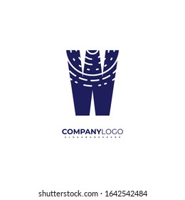 simple creative blue modern W logotype technology design concept with line pattern isolated on white background