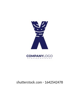 simple creative blue modern X logotype technology design concept with line pattern isolated on white background