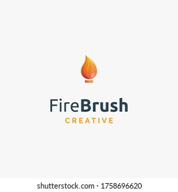 simple and creative brush fire logo design inspiration