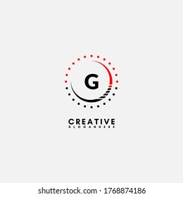 simple creative business G logo letter in black and red design concept.