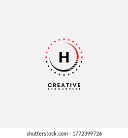 simple creative business H logo letter in black and red design concept.