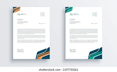 conjunto de diseño simple y creativo de membrete de negocios de dos