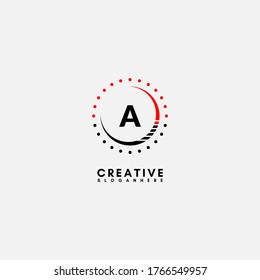simple creative business A logo letter in black and red design concept.