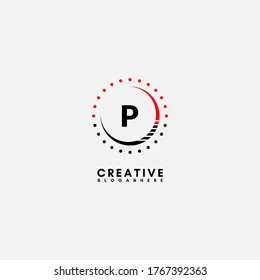 simple creative business P logo letter in black and red design concept.