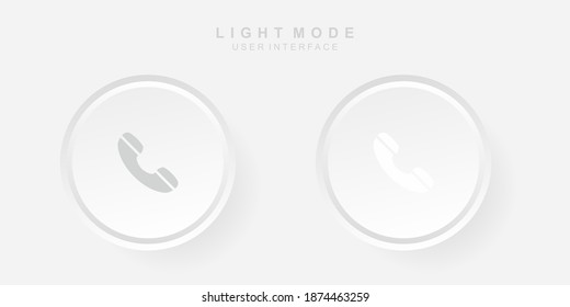 Simple Creative Call User Interface in Neumorphism Design. Simple modern and minimalist. Smooth and soft 3D user interface. Light mode. For website or apps design. Icon Call Vector Illustration.