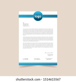 Simple creative & Clean blue Color Vector Letter Head Template with standard sizes. corporate identity letterhead