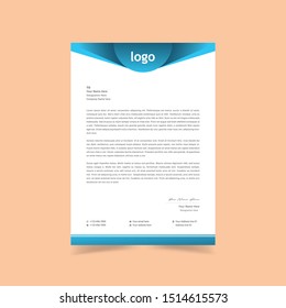 Simple creative & Clean blue Color Vector Letter Head Template with standard sizes. corporate identity letterhead
