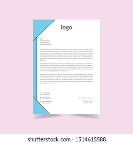 Simple creative & Clean blue Color Vector Letter Head Template with standard sizes. corporate identity letterhead