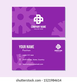 Simple, creative and clean business card design. Purple business card with geometric logo design illustration