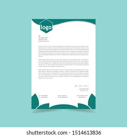 Simple creative & Clean green Color Vector Letter Head Template with standard sizes. corporate identity letterhead