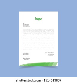 Simple creative & Clean green Color Vector Letter Head Template with standard sizes. corporate identity letterhead