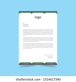 Simple creative & Clean green Color Vector Letter Head Template with standard sizes. corporate identity letterhead