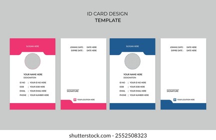 Simple Creativo Limpio Moderno minimalista tarjeta de identificación de negocios, tarjeta de identificación de marketing, Plantilla de diseño de tarjeta de identificación de empleado de empresa con variación de color.