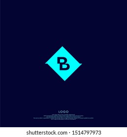 simple creative cloven square B logo letter design colorful shape vector illustration
