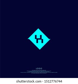 simple creative cloven square H logo letter design colorful shape vector illustration