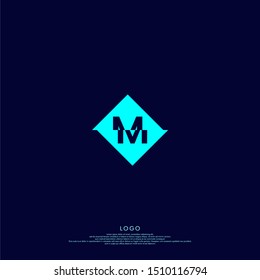 simple creative cloven square M logo letter design colorful shape vector illustration