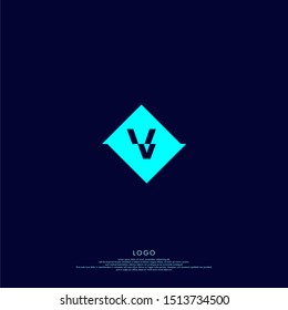 simple creative cloven square V logo letter design colorful shape vector illustration
