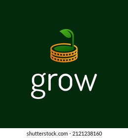 Einfaches und kreatives Logo-Konzept für Coin und Sprout