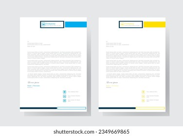 Simple creative Colorful and Modern abstract letter head business templates for your project.clean design and Vector illustration, letterhead tempalte with light blue and yellow