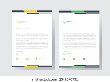 Simple creative Colorful and Modern abstract letter head business templates for your project.clean design and Vector illustration, letterhead tempalte with yellow and green