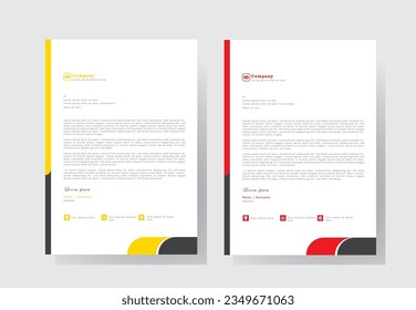 Simple creative Colorful and Modern abstract letter head business templates for your project.clean design and Vector illustration, letterhead tempalte with yellow and red