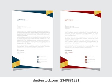 Simple creative Colorful and Modern abstract letter head business templates for your project.clean design and Vector illustration, letterhead tempalte with red and blue