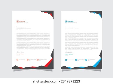 Simple creative Colorful and Modern abstract letter head business templates for your project.clean design and Vector illustration, letterhead tempalte with red and blue