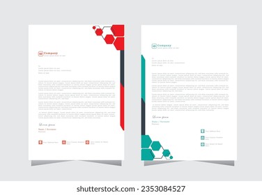 Simple creative Colorful and Modern abstract letter head business templates for your project.clean design and Vector illustration, letterhead tempalte with red and blue