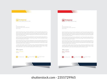Simple creative colorful and modern abstract letterhead business templates for your project.clean design and Vector illustration, letterhead tempalte with red and yellow