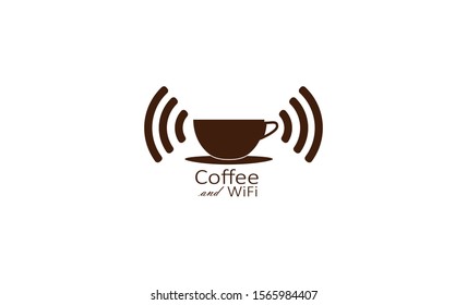 simple creative Cup of coffee with wi-fi icon, logo design template vector icon for for cafes and restaurants