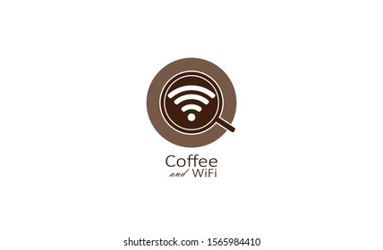 simple creative Cup of coffee with wi-fi icon, logo design template vector icon for for cafes and restaurants