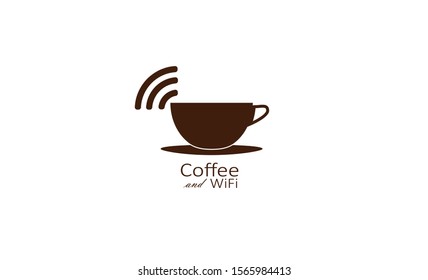 simple creative Cup of coffee with wi-fi icon, logo design template vector icon for for cafes and restaurants