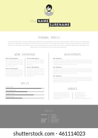 Simple but creative cv template with yellow background.