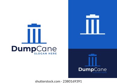 Simple Creative Dump Trash Rubbish Garbage Can Cane Storage Logo Design Branding Template