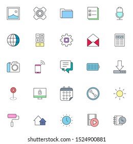 Simple creative flat UI icon set isolated on white background suitable for mobile and website. Vector illustration