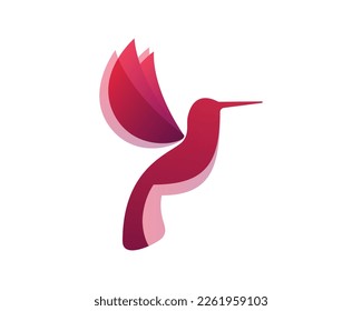 Simple and Creative Flying Hummingbird or Colibri Illustration