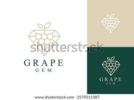 simple creative grape with jewelry logo design vector